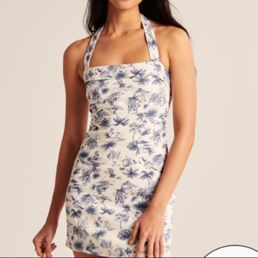 Halter linen blend dress